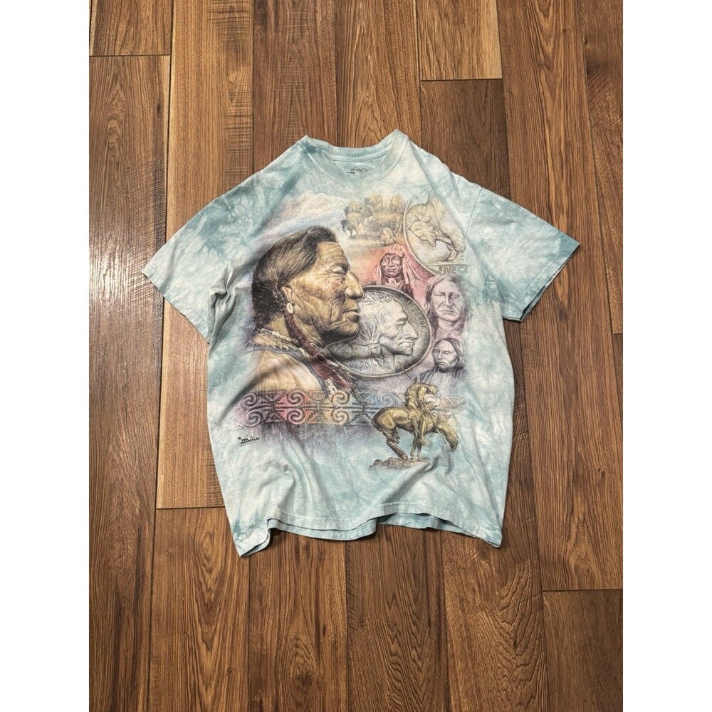 The Mountain T-Shirt Mens Large Native American Nickel 5 Cent Tie Dye 2012 AOP